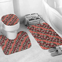 Polynesian Monstera Tiare Floral Bathroom Set Burgundy Tropical Plaid - Polynesian Pride