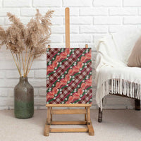 Polynesian Monstera Tiare Floral Canvas Wall Art Burgundy Tropical Plaid - Polynesian Pride