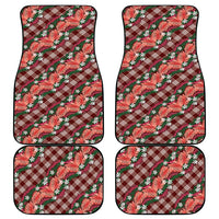 Polynesian Monstera Tiare Floral Car Mats Burgundy Tropical Plaid LT01 - Polynesian Pride
