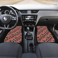 Polynesian Monstera Tiare Floral Car Mats Burgundy Tropical Plaid LT01 Set 2pcs - Front Red - Polynesian Pride