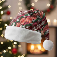Polynesian Monstera Tiare Floral Christmas Santa Hat Burgundy Tropical Plaid LT01 Without Fur Red - Polynesian Pride