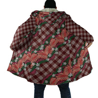 Polynesian Monstera Tiare Floral Cloak Burgundy Tropical Plaid LT01 - Polynesian Pride