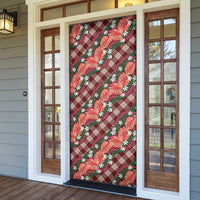 Polynesian Monstera Tiare Floral Door Cover Burgundy Tropical Plaid LT01 - Polynesian Pride
