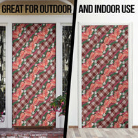 Polynesian Monstera Tiare Floral Door Cover Burgundy Tropical Plaid LT01 - Polynesian Pride