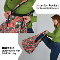 Polynesian Monstera Tiare Floral Grocery Bag Burgundy Tropical Plaid - Polynesian Pride