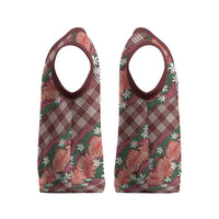 Polynesian Monstera Tiare Floral Christmas Knitted V-Neck Vest Burgundy Tropical Plaid LT01 - Polynesian Pride