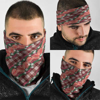 Polynesian Monstera Tiare Floral Neck Gaiter Burgundy Tropical Plaid LT01 - Polynesian Pride