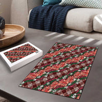 Polynesian Monstera Tiare Floral Puzzle Burgundy Tropical Plaid LT01 - Polynesian Pride