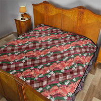Polynesian Monstera Tiare Floral Quilt Burgundy Tropical Plaid - Polynesian Pride