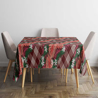 Polynesian Monstera Tiare Floral Tablecloth Burgundy Tropical Plaid LT01 - Polynesian Pride