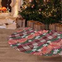 Polynesian Monstera Tiare Floral Tree Skirt Burgundy Tropical Plaid LT01 - Polynesian Pride
