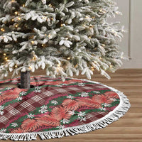 Polynesian Monstera Tiare Floral Tree Skirt Burgundy Tropical Plaid LT01 - Polynesian Pride