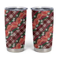 Polynesian Monstera Tiare Floral Tumbler Cup Burgundy Tropical Plaid LT01 Red - Polynesian Pride