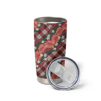 Polynesian Monstera Tiare Floral Tumbler Cup Burgundy Tropical Plaid LT01 - Polynesian Pride