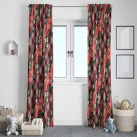 Polynesian Monstera Tiare Floral Window Curtain Burgundy Tropical Plaid - Polynesian Pride