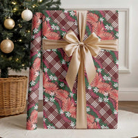 Polynesian Monstera Tiare Floral Wrapping Paper Burgundy Tropical Plaid LT01 - Polynesian Pride