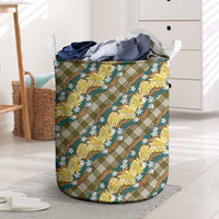 Polynesian Monstera Tiare Floral Laundry Basket Yellow Tropical Plaid LT01 Yellow - Polynesian Pride