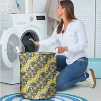 Polynesian Monstera Tiare Floral Laundry Basket Yellow Tropical Plaid LT01 - Polynesian Pride