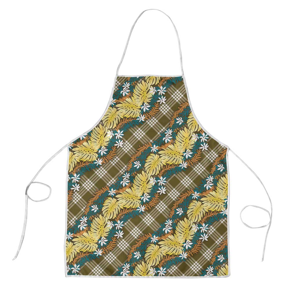 Polynesian Monstera Tiare Floral Apron Yellow Tropical Plaid LT01 Yellow - Polynesian Pride