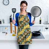 Polynesian Monstera Tiare Floral Apron Yellow Tropical Plaid LT01 - Polynesian Pride