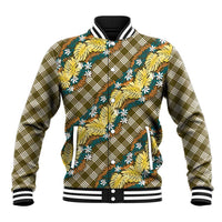 Polynesian Monstera Tiare Floral Baseball Jacket Yellow Tropical Plaid LT01 Unisex Yellow - Polynesian Pride