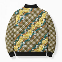 Polynesian Monstera Tiare Floral Bomber Puffer Jacket Yellow Tropical Plaid LT01 - Polynesian Pride