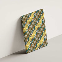 Polynesian Monstera Tiare Floral Canvas Wall Art Yellow Tropical Plaid LT01 - Polynesian Pride