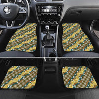 Polynesian Monstera Tiare Floral Car Mats Yellow Tropical Plaid LT01 Set 4pcs Yellow - Polynesian Pride