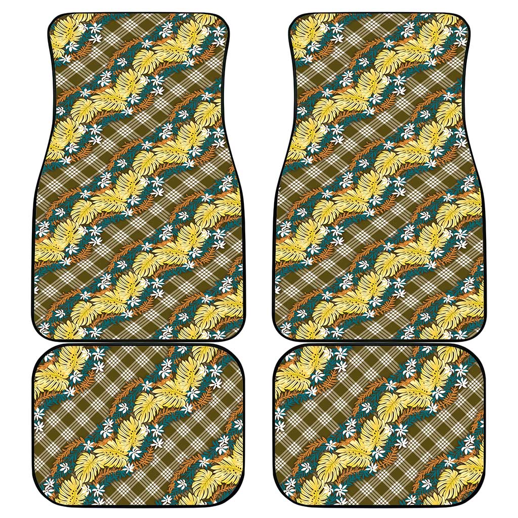 Polynesian Monstera Tiare Floral Car Mats Yellow Tropical Plaid LT01 - Polynesian Pride