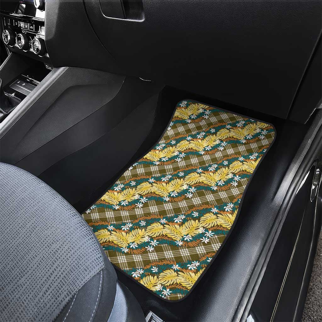Polynesian Monstera Tiare Floral Car Mats Yellow Tropical Plaid LT01 - Polynesian Pride
