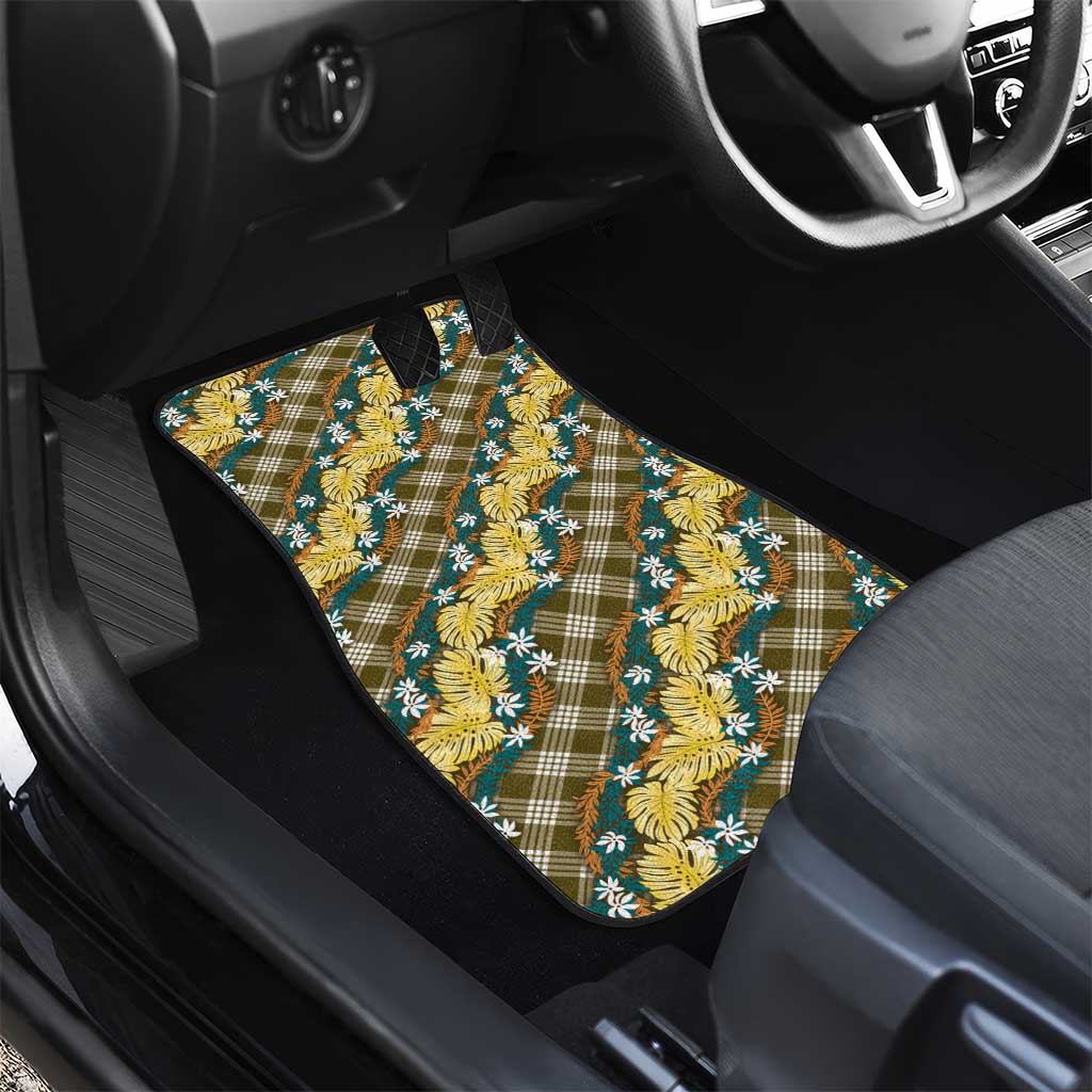 Polynesian Monstera Tiare Floral Car Mats Yellow Tropical Plaid LT01 - Polynesian Pride