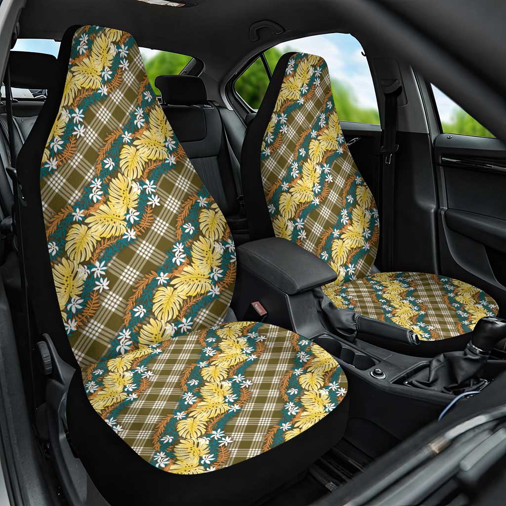 Polynesian Monstera Tiare Floral Car Seat Cover Yellow Tropical Plaid LT01 One Size Yellow - Polynesian Pride