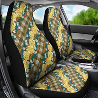 Polynesian Monstera Tiare Floral Car Seat Cover Yellow Tropical Plaid LT01 - Polynesian Pride
