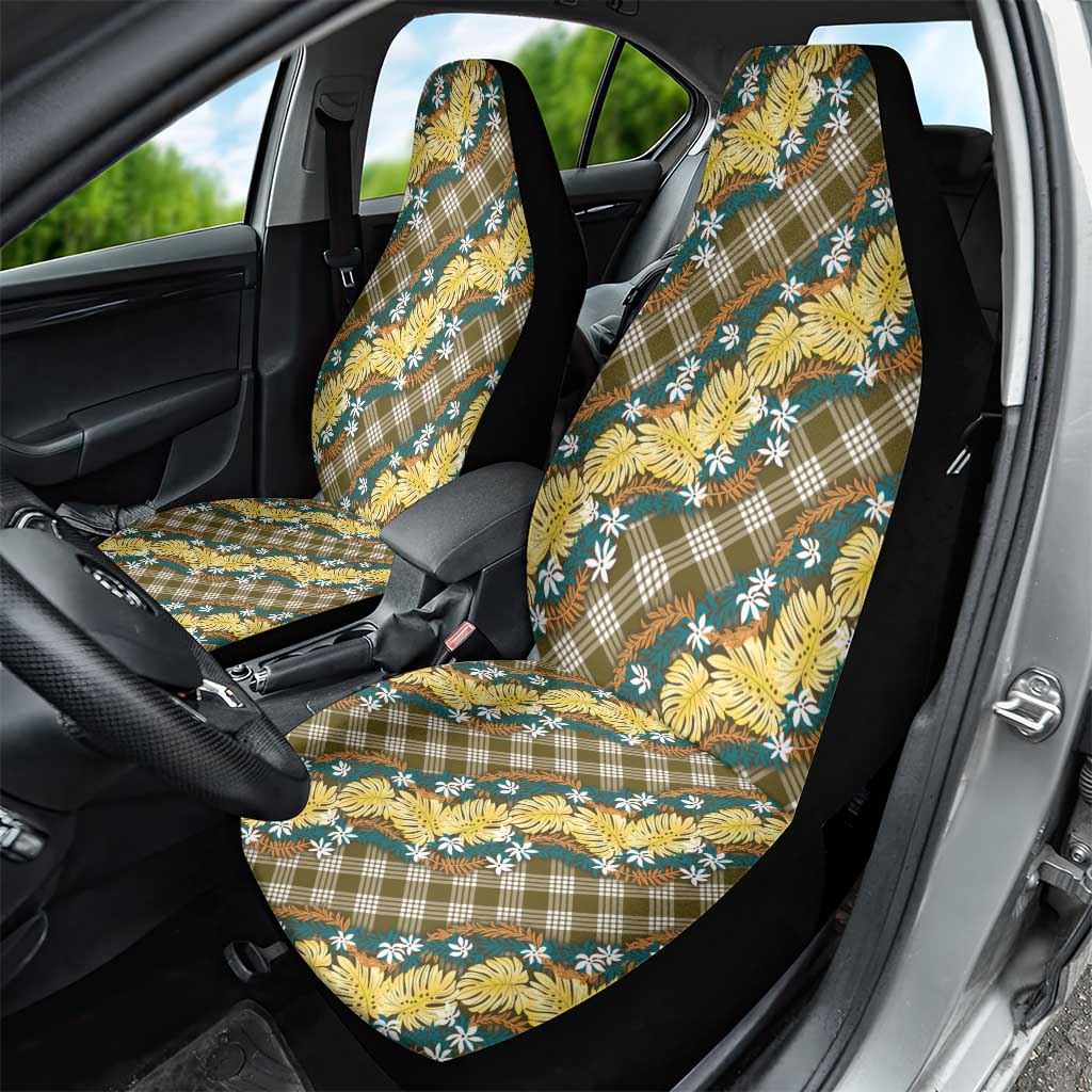Polynesian Monstera Tiare Floral Car Seat Cover Yellow Tropical Plaid LT01 - Polynesian Pride
