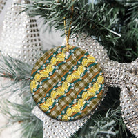 Polynesian Monstera Tiare Floral Ceramic Ornament Yellow Tropical Plaid LT01 - Polynesian Pride