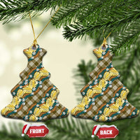 Polynesian Monstera Tiare Floral Ceramic Ornament Yellow Tropical Plaid LT01 Christmas Tree Yellow - Polynesian Pride