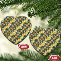 Polynesian Monstera Tiare Floral Ceramic Ornament Yellow Tropical Plaid LT01 Heart Yellow - Polynesian Pride