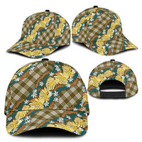 Polynesian Monstera Tiare Floral Classic Cap Yellow Tropical Plaid LT01 - Polynesian Pride