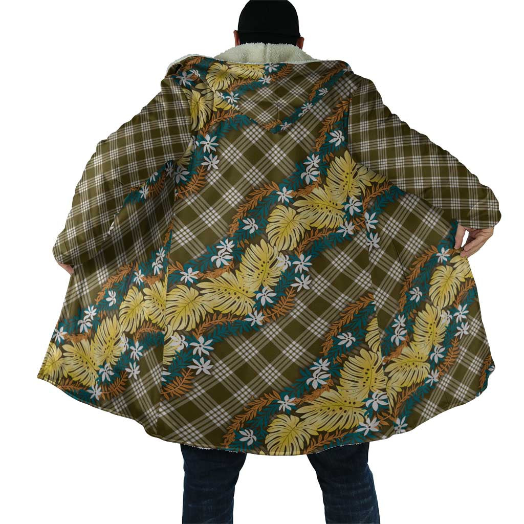Polynesian Monstera Tiare Floral Cloak Yellow Tropical Plaid LT01 - Polynesian Pride
