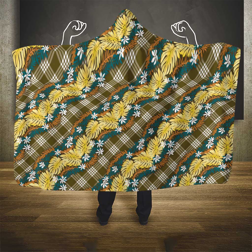 Polynesian Monstera Tiare Floral Hooded Blanket Yellow Tropical Plaid LT01 - Polynesian Pride