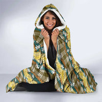 Polynesian Monstera Tiare Floral Hooded Blanket Yellow Tropical Plaid LT01 - Polynesian Pride