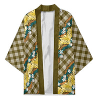 Polynesian Monstera Tiare Floral Kimono Yellow Tropical Plaid LT01 Unisex Yellow - Polynesian Pride