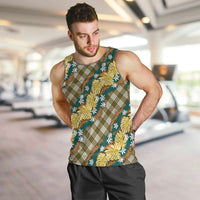 Polynesian Monstera Tiare Floral Men Tank Top Yellow Tropical Plaid LT01 Yellow - Polynesian Pride