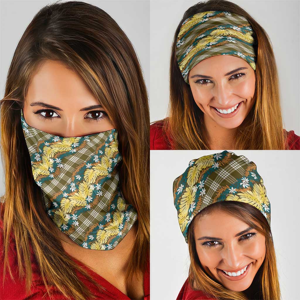 Polynesian Monstera Tiare Floral Neck Gaiter Yellow Tropical Plaid LT01 - Polynesian Pride