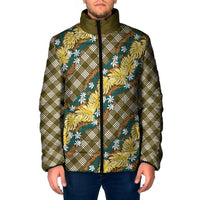 Polynesian Monstera Tiare Floral Padded Jacket Yellow Tropical Plaid LT01 Men Yellow - Polynesian Pride