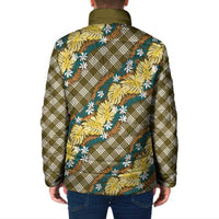Polynesian Monstera Tiare Floral Padded Jacket Yellow Tropical Plaid LT01 - Polynesian Pride