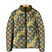 Polynesian Monstera Tiare Floral Padded Jacket Yellow Tropical Plaid LT01 - Polynesian Pride