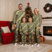 Polynesian Monstera Tiare Floral Christmas Pajama Set Yellow Tropical Plaid LT01 - Polynesian Pride