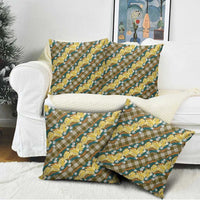 Polynesian Monstera Tiare Floral Pillow Cover Yellow Tropical Plaid - Polynesian Pride