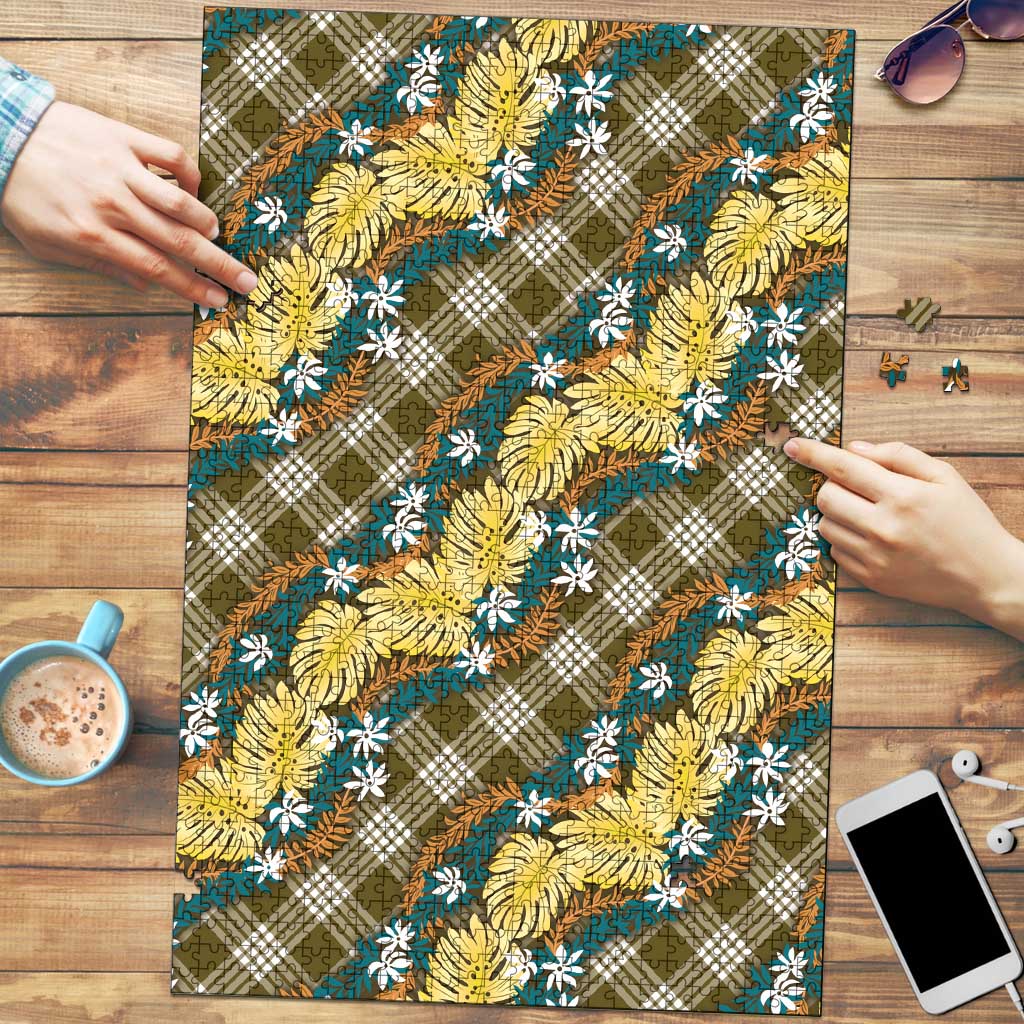 Polynesian Monstera Tiare Floral Puzzle Yellow Tropical Plaid LT01 Yellow - Polynesian Pride